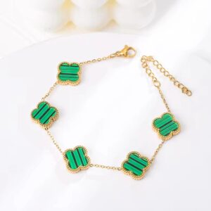 SALVE Clover Anti Tarnish Bracelet for Women Stylish | Stainless Steel Bracelet for Woman | Fashion Jewellery for Women Aesthetic Accessories for Girls Chain Bracelet Gold