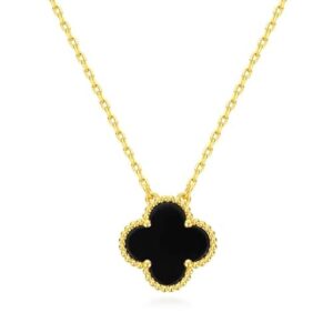 Okos Fashion Jewellery Gold Plated Clover Four-Leaf Motif Pendant With Chain For Girls and Women PD1000900